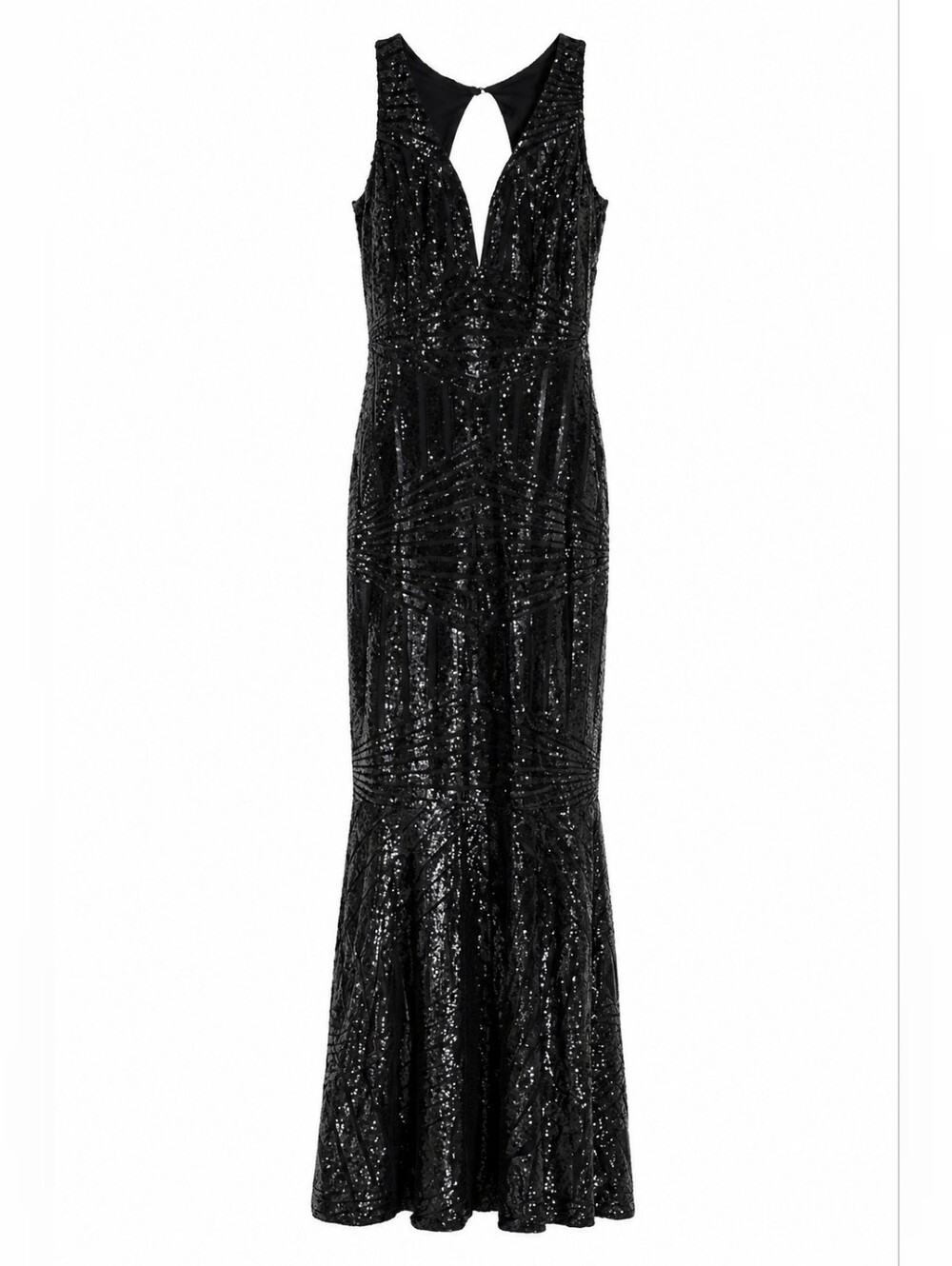 Good Time USA Black Sequin Evening Gown Prom Dress Mermaid Formal Maxi Size S - Picture 2 of 13